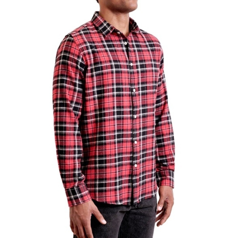 Hugo Valentino Plaid Cotton Button Down Shirt Large